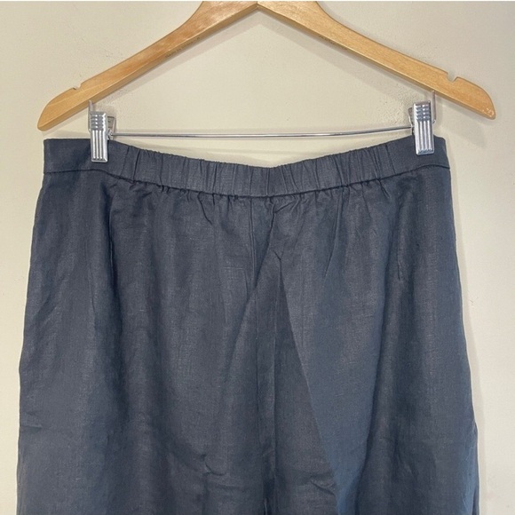 NWT ANTHROPOLOGIE Black Wide Leg Cropped Linen Pant, XL - Picture 7 of 10